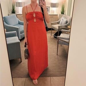 Express Red Halter Maxi Dress